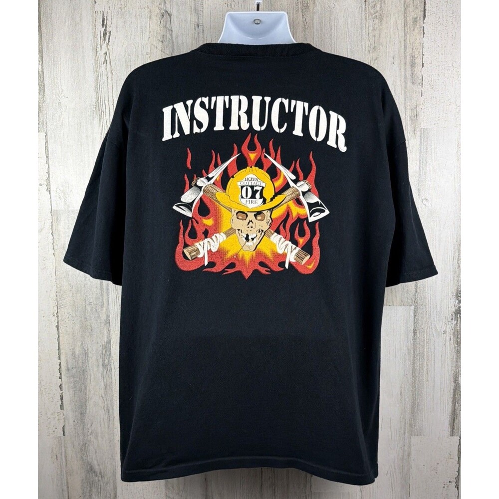 Texas A&M 2007 Fire Fighters Instructor Fire House Skull T-Shirt XL (25”x30”)